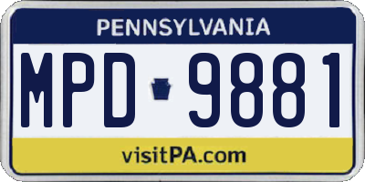 PA license plate MPD9881