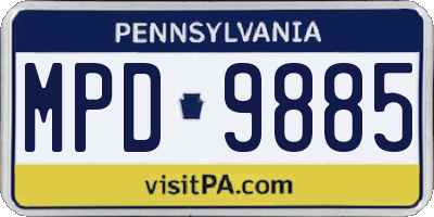 PA license plate MPD9885