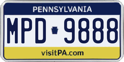 PA license plate MPD9888