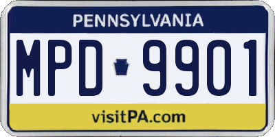 PA license plate MPD9901