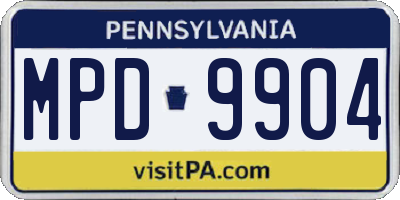 PA license plate MPD9904