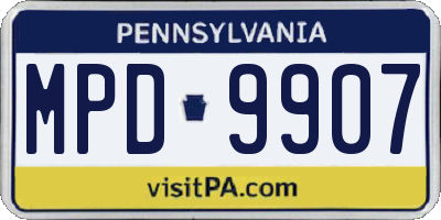 PA license plate MPD9907
