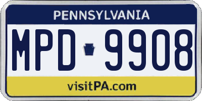 PA license plate MPD9908
