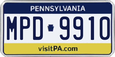 PA license plate MPD9910