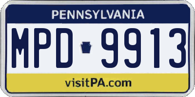 PA license plate MPD9913