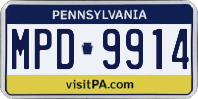 PA license plate MPD9914