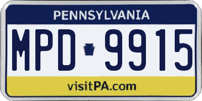 PA license plate MPD9915