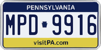 PA license plate MPD9916
