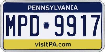 PA license plate MPD9917