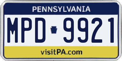 PA license plate MPD9921