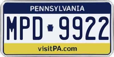PA license plate MPD9922
