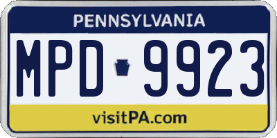 PA license plate MPD9923