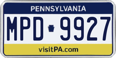 PA license plate MPD9927