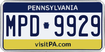 PA license plate MPD9929