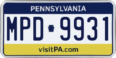 PA license plate MPD9931