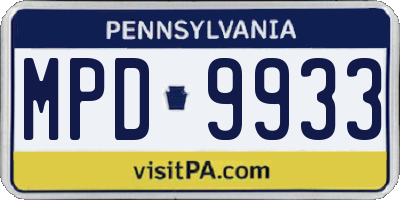 PA license plate MPD9933