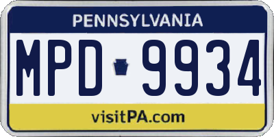 PA license plate MPD9934