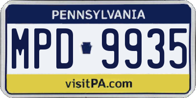 PA license plate MPD9935