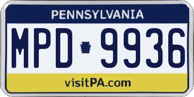 PA license plate MPD9936
