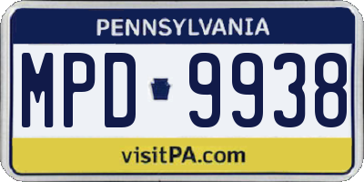PA license plate MPD9938