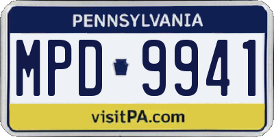 PA license plate MPD9941