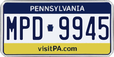 PA license plate MPD9945