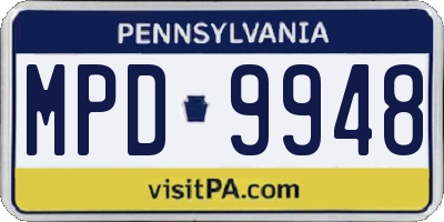 PA license plate MPD9948