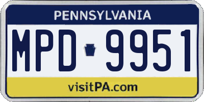 PA license plate MPD9951