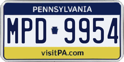 PA license plate MPD9954