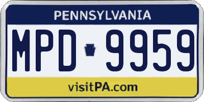 PA license plate MPD9959