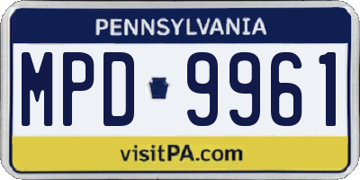 PA license plate MPD9961