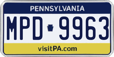 PA license plate MPD9963