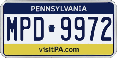 PA license plate MPD9972