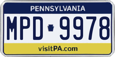 PA license plate MPD9978