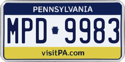 PA license plate MPD9983