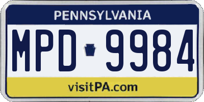PA license plate MPD9984