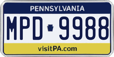PA license plate MPD9988