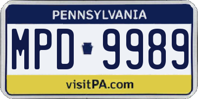 PA license plate MPD9989