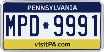 PA license plate MPD9991
