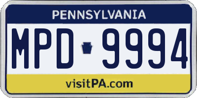 PA license plate MPD9994