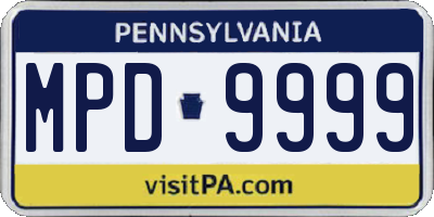 PA license plate MPD9999