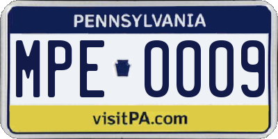 PA license plate MPE0009