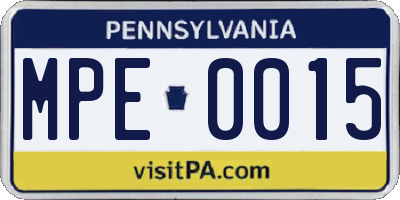 PA license plate MPE0015