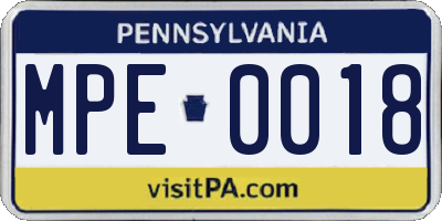 PA license plate MPE0018