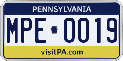 PA license plate MPE0019