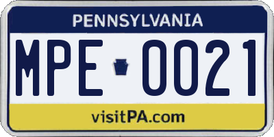 PA license plate MPE0021