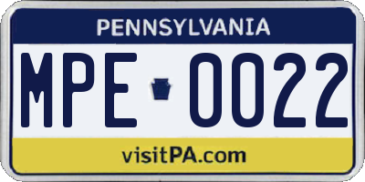 PA license plate MPE0022