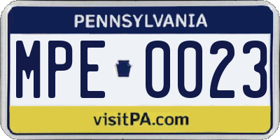 PA license plate MPE0023