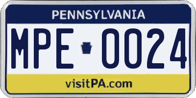 PA license plate MPE0024