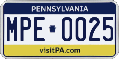 PA license plate MPE0025